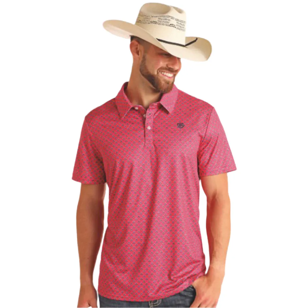 Rock & Roll Men's Pink Geo Print Polo
