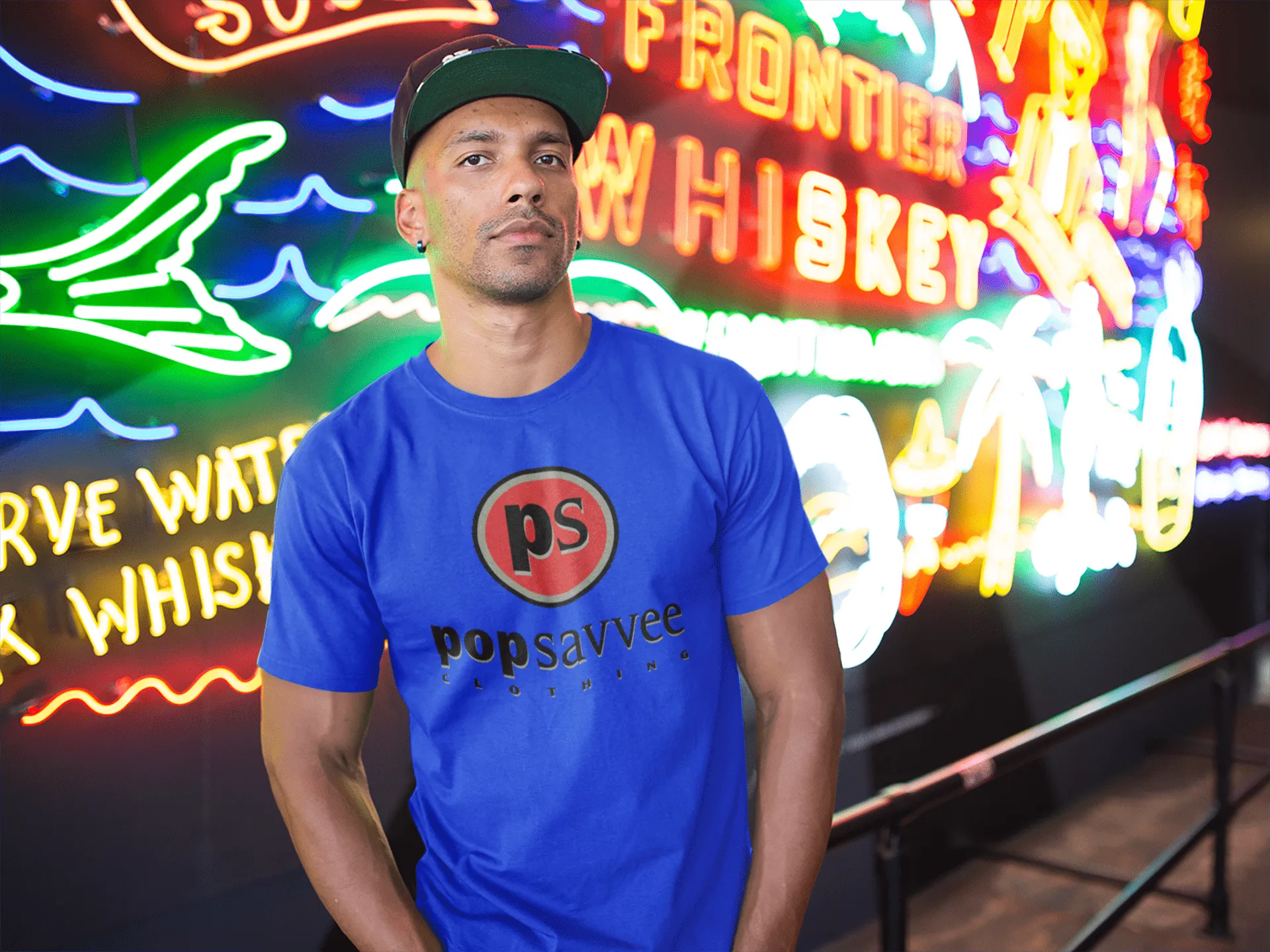 Short Sleeve Crewneck T-Shirt w/ Red “Pop Savvee Clothing” Logo