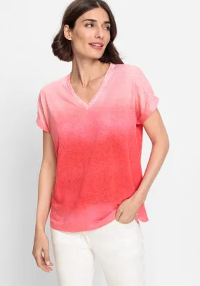 Short Sleeve Ombré Burnout T-Shirt