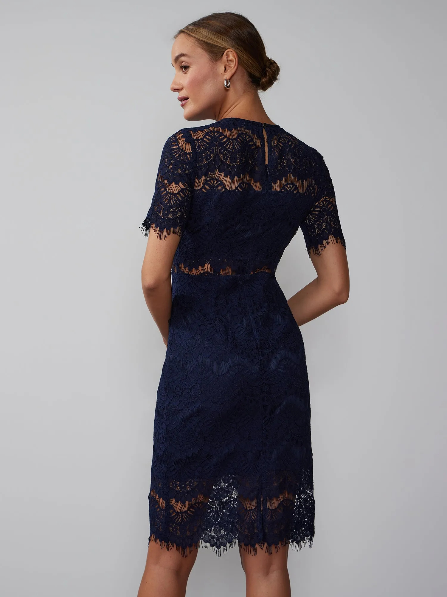 Short Sleeve Scallop Lace Dress