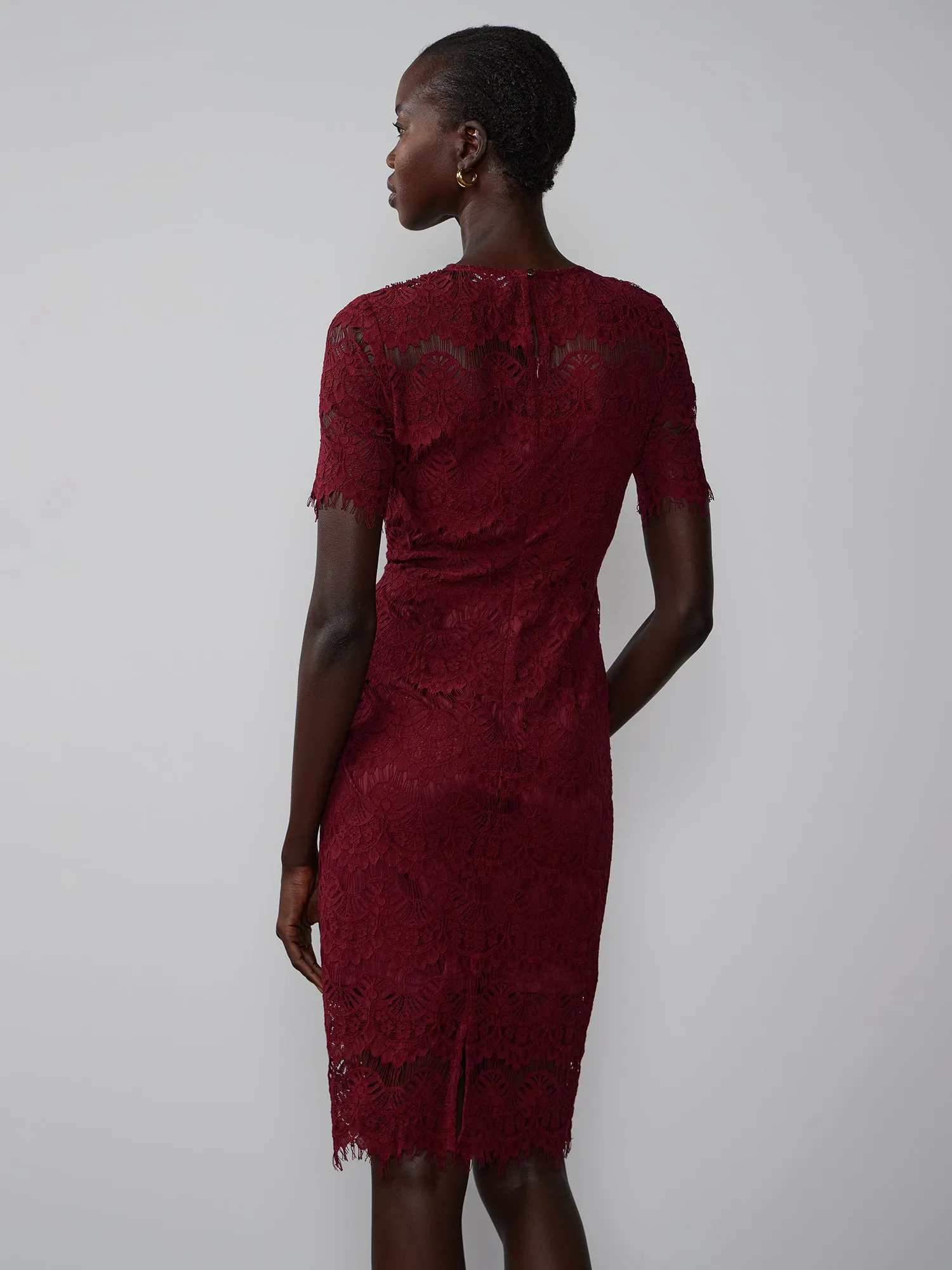 Short Sleeve Scallop Lace Dress