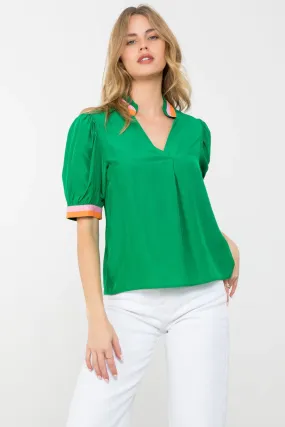 Short Sleeve Stripe Detail Top