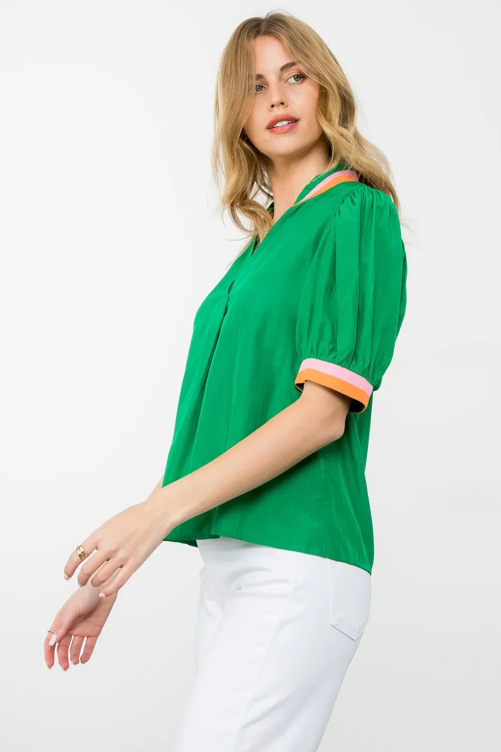 Short Sleeve Stripe Detail Top