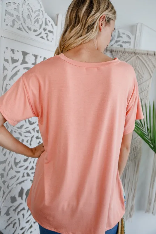 Solid Woven Floral Side Tie Top