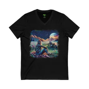 Star Gazer, Unisex Jersey Short Sleeve V-Neck Tee