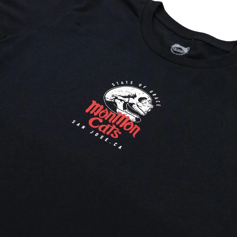Stone Skull Cat Tee - Black