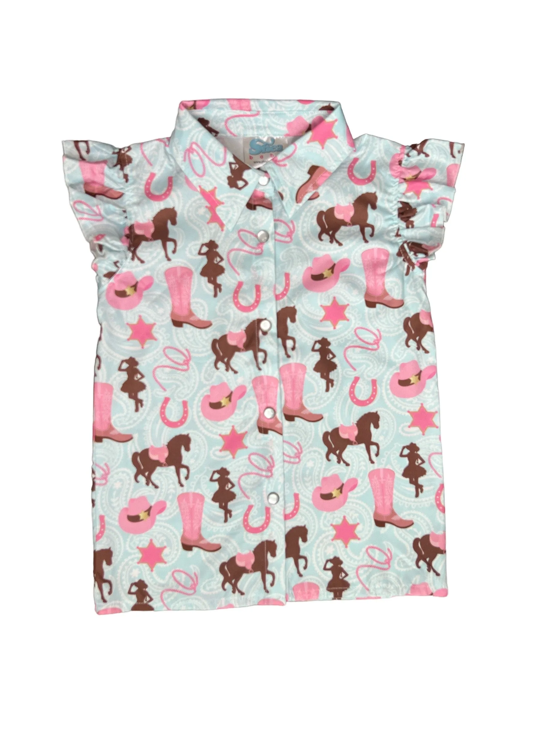 Turq Horse Ruffle Snap Shirt Toddler (2T-5T)