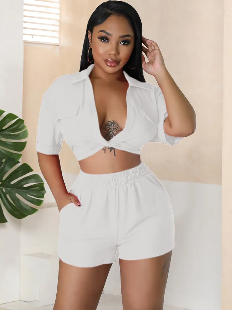 Two Piece Short Sleeve Shirts & Short Pants