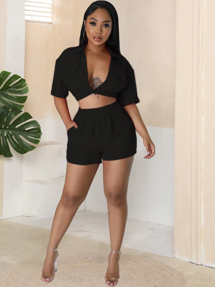 Two Piece Short Sleeve Shirts & Short Pants