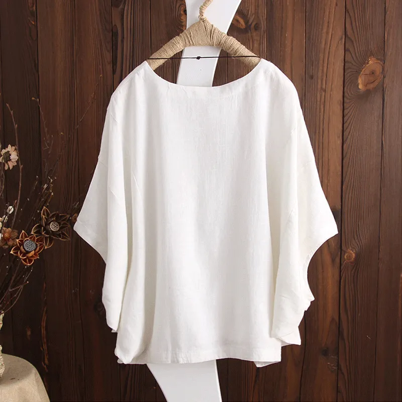 Women's Loose Solid Color Batwing Sleeve Summer Blouses