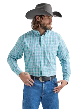 Wrangler Men's George Strait Poked Plaid Shirt