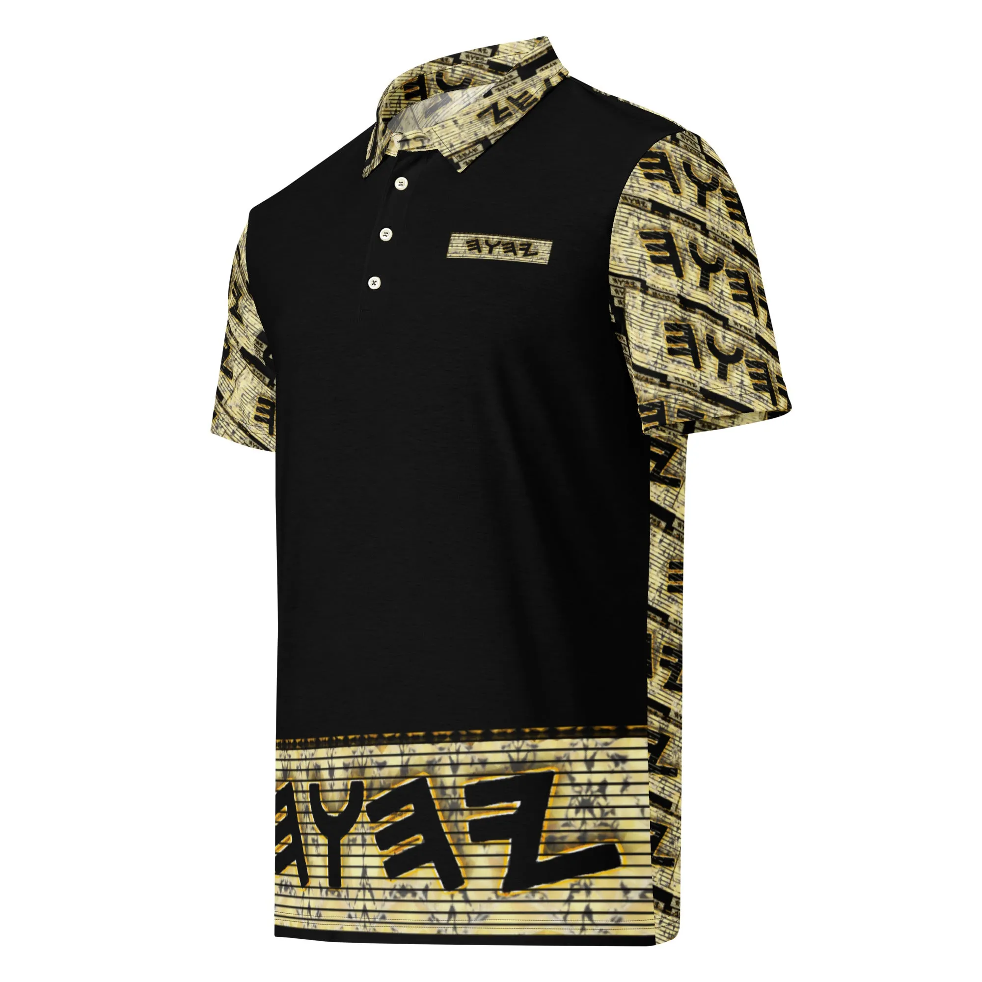 Yahuah Logo 03 - Black Men’s Designer Slim Fit Polo Shirt