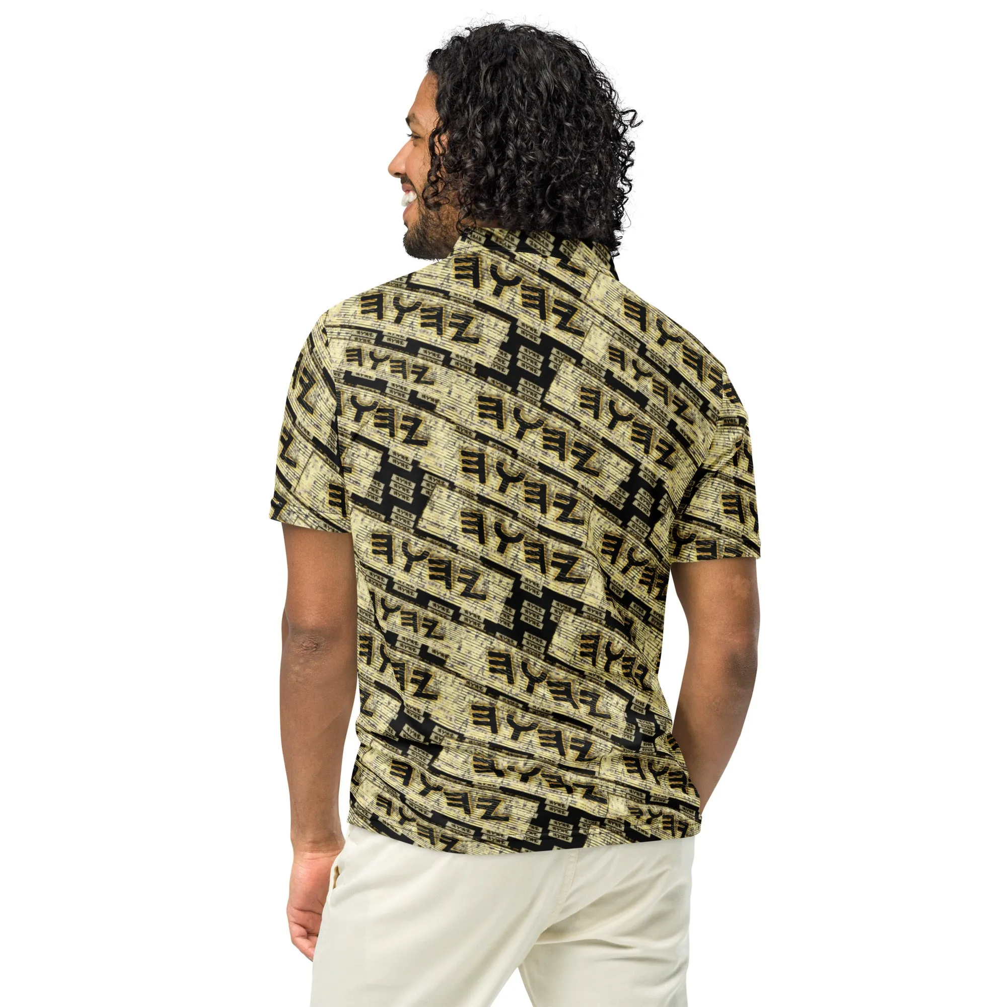 Yahuah Logo 03 - Black Men’s Designer Slim Fit Polo Shirt