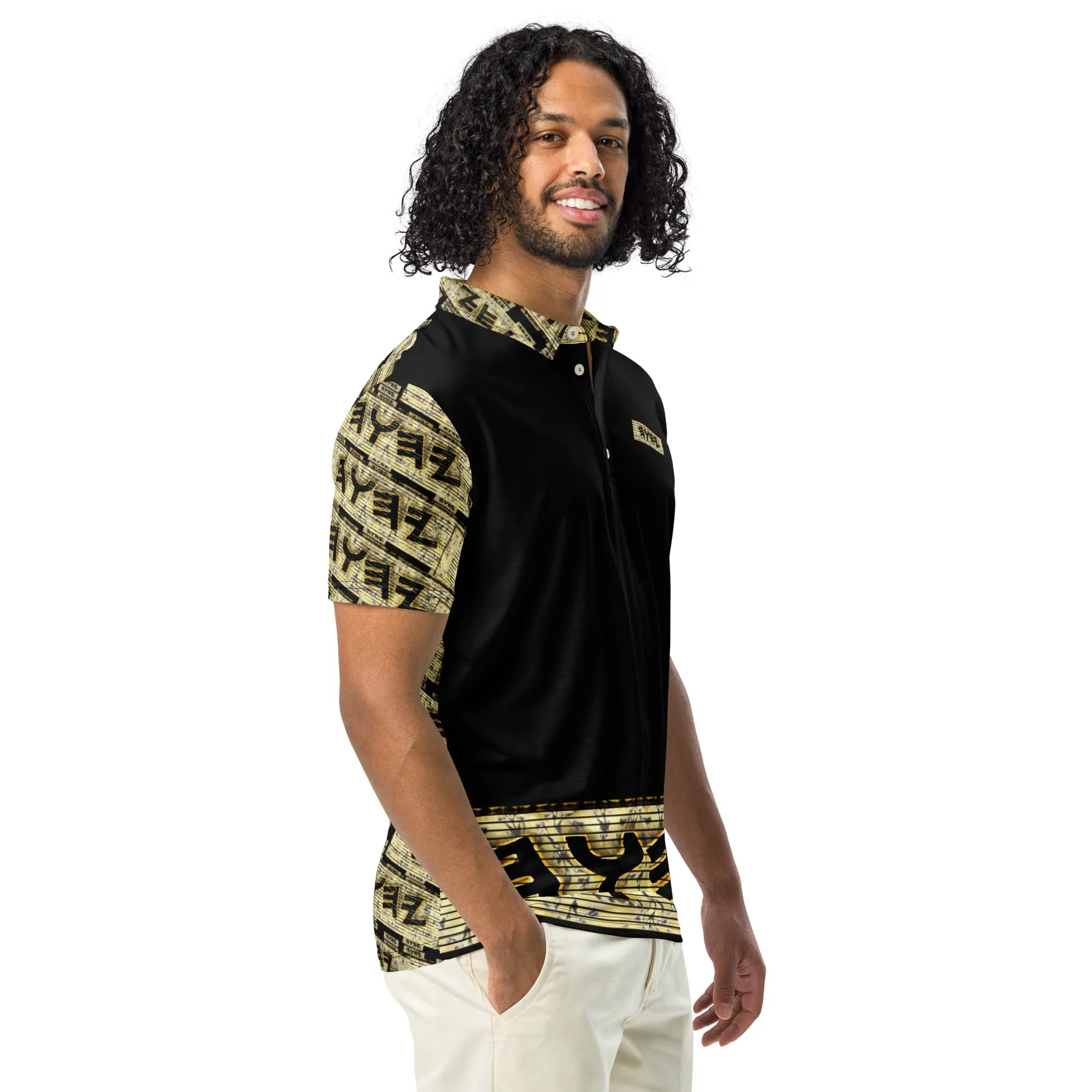 Yahuah Logo 03 - Black Men’s Designer Slim Fit Polo Shirt