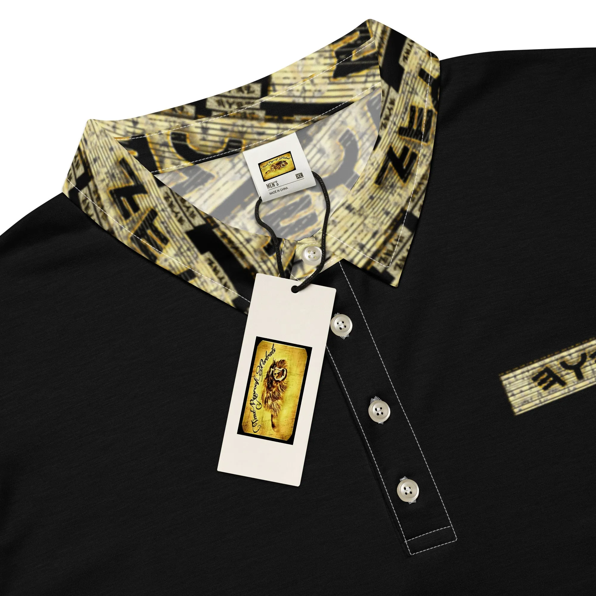 Yahuah Logo 03 - Black Men’s Designer Slim Fit Polo Shirt