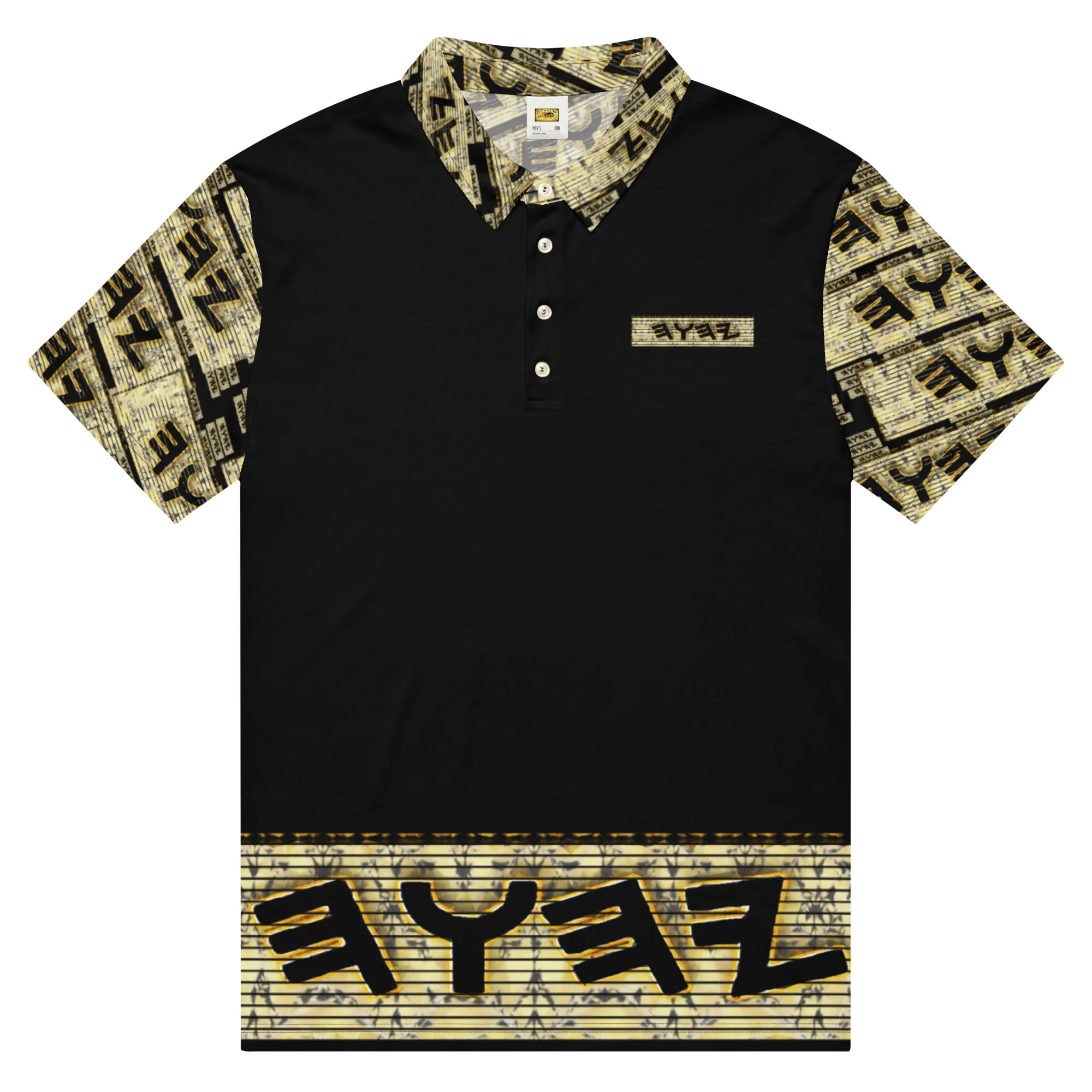Yahuah Logo 03 - Black Men’s Designer Slim Fit Polo Shirt